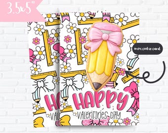 Valentine School Teacher Cookie Card Set of 3 | Croquet style | Trendy Teacher | Valentines teacher gift