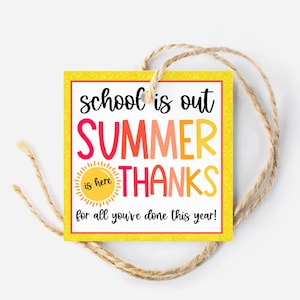 End of Year Teacher Gift | School is out for summer | Last Day of School | Teacher Beach Bag Tag | Beach Towel Gift Tag | Summer Gift Tag