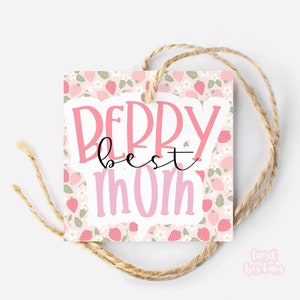 melhor etiqueta do biscoito do dia das mães da MAMÃ | etiqueta feliz do dia das mães | Etiqueta de biscoito | Início Embalagem para padeiros | Tag de presente de morango
