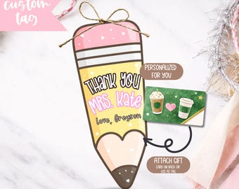 Pencil Teacher appreciation Week Gift Tag | Personalized teacher tag | Teacher Treat Gift tag | Easy Teacher Appreciation Gift | Pencil Tag