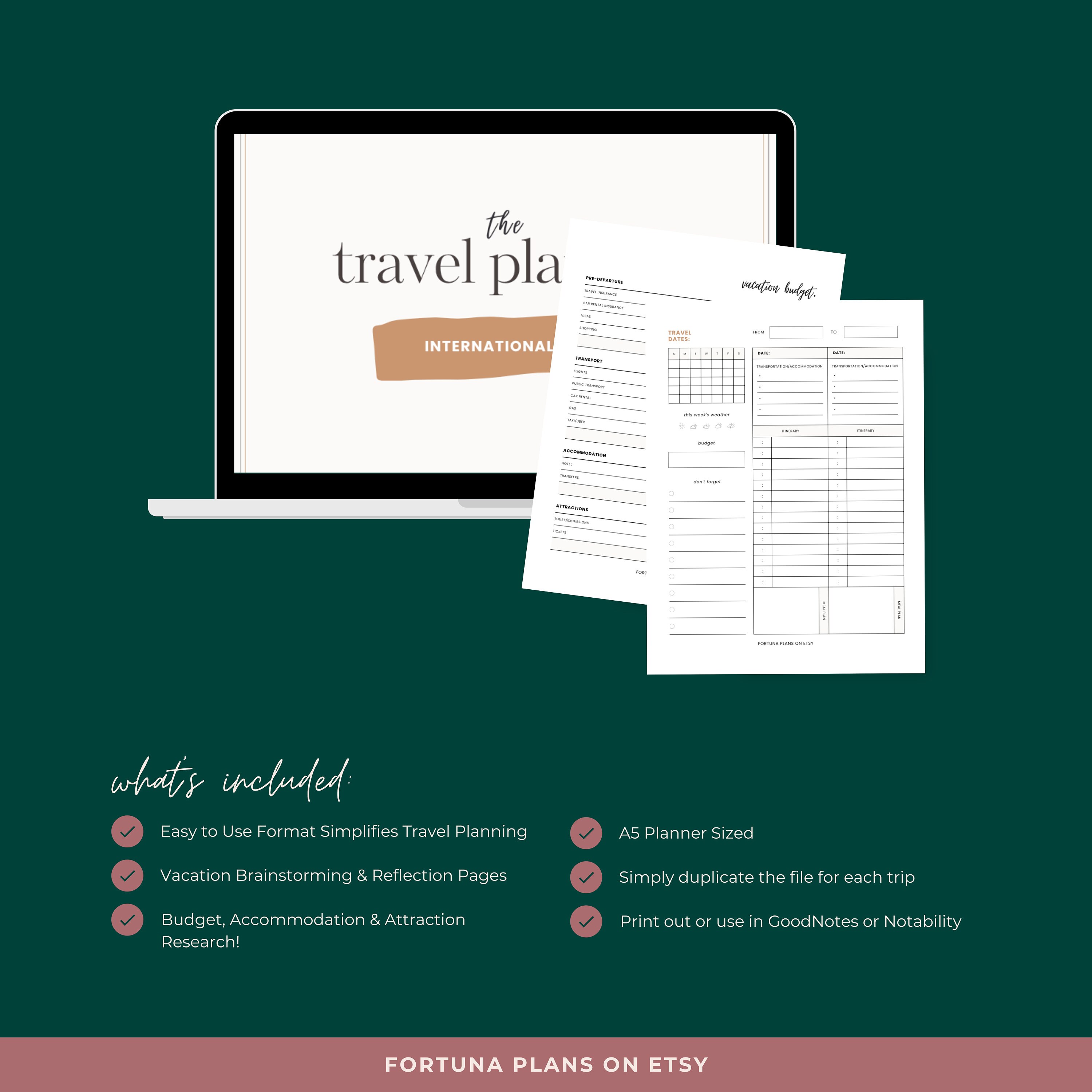 Travel Planner Printable | Travel Itinerary Template | Girl’s Trip ...