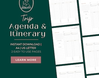 Trip Planner | Travel Itinerary Template | Travel Planner | Vacation Planner | Trip Printable | Travel Checklist | A4 | US Letter