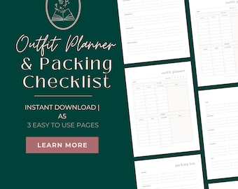 Travel Outfit Planner Printable | Daily Outfit Planner for Business Trip or Vacation | Travel Packing List Template | Travel Planner A5 |