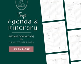 Trip Planner | Travel Itinerary Template | Travel Planner | Vacation Planner | Trip Printable | Travel Checklist | A5