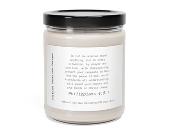 Philippians 4: 6-7 Bible Verse Candle For Christians Catholics Scripture Gift Faith Based Candle Anxiety Relief Comfort