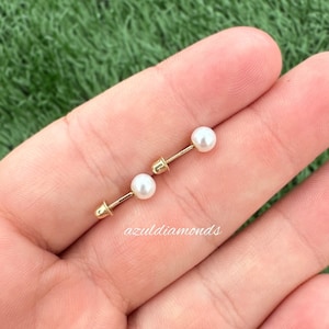14K Solid Gold Pearl Baby Back Studs• 14K Pearl Studs• Pearl Studs•14K Pearl Studs in All Sizes • Same Day Shipping