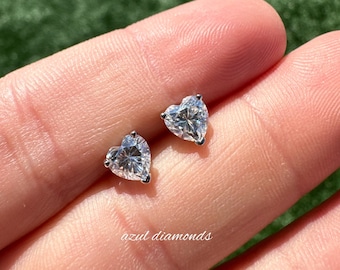 Heart-Shaped  Certified Moissanite Stud Earrings / Moissanite Push Back Studs / 14k Solid Gold Bridal Earrings / Wedding Earrings