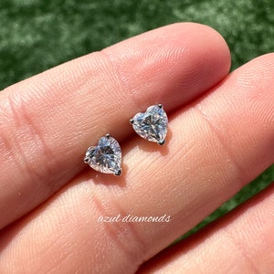 Heart-Shaped GRA Certified Moissanite Stud Earrings / Moissanite Push Back Studs / 14k Solid Gold Bridal Earrings / Wedding Earrings