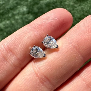 Pear Shape  Certified Moissanite Stud Earrings/ Moissanite Push Back Studs/ 14k Solid Gold Bridal Earrings/ Wedding Earrings