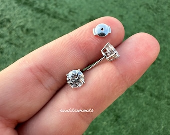 Moissanite Stud Earrings Guardian Backs •  Certified Moissanite • D Color VVS1 Clarity Solitaire Stud Earrings • Round Cut Studs • Bridal