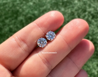 Moissanite Stud Earrings •  Certified Moissanite • D Color VVS1 Clarity 4 Prong Solitaire Stud Earrings • Round Cut Studs • Bridal