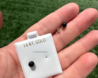 14K Solid Gold Genuine Black Pearl Pushback Studs• 14K Pearl Studs• Pearl Studs•14K Pearl Studs in All Sizes