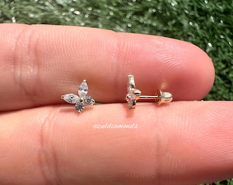 Butterfly Stud Earrings • Dainty Earrings • Minimalist Earrings • Tiny Stud Earrings • 14K Gold Solid Stud Earrings