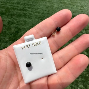 14K Solid Gold Genuine Black Pearl Pushback Studs• 14K Pearl Studs• Pearl Studs•14K Pearl Studs in All Sizes
