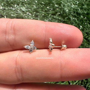 Butterfly Stud Earrings • Dainty Earrings • Minimalist Earrings • Tiny Stud Earrings • 14K Gold Solid Stud Earrings
