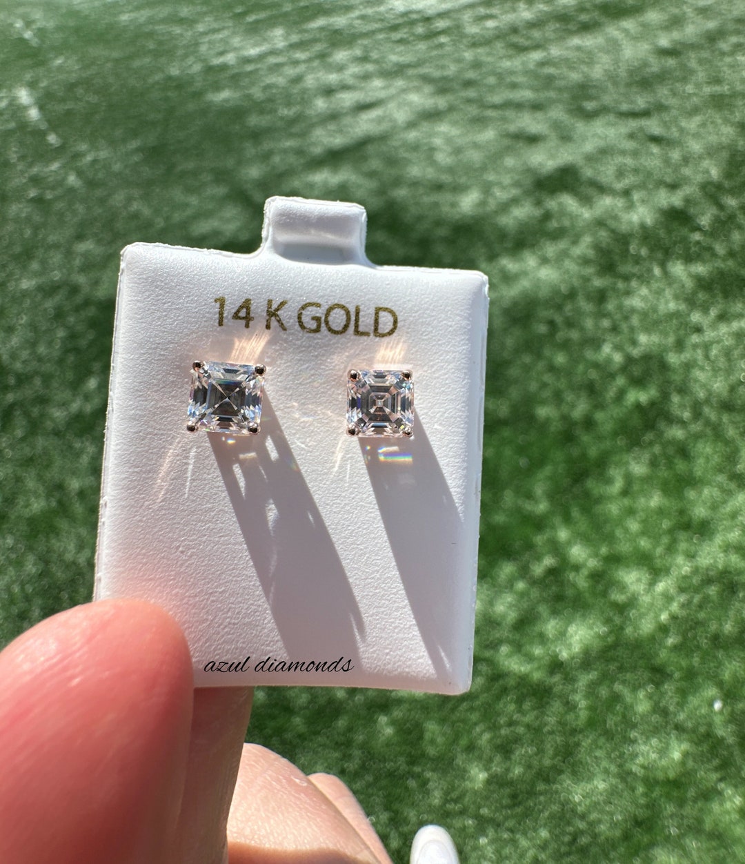 1.20 Ct To 5.00 Ct Asscher Cut Moissanite Stud Earrings In Push Back - Foto 13