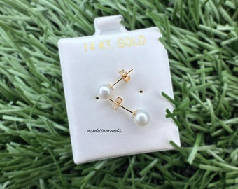 14K Solid Gold Pearl Push Back Studs• 14K Pearl Studs• Pearl Studs•14K Pearl Studs in All Sizes • Same Day Shipping