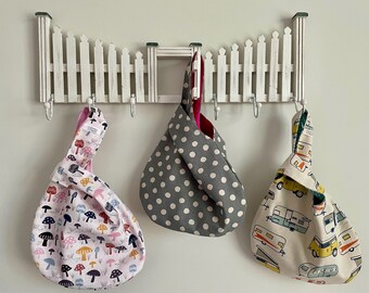 Japanischer Knoten Tasche, Strick-Häkelarbeit-Projekttasche: Canvas-Baumwollbeutel, Stoffauswahl erhältlich