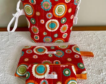 Stricken Häkeln Projekt Tasche: Gesteppter Baumwollbeutel, Kordelzugbeutel, Stiftebeutel, Münze / Notion Beutel