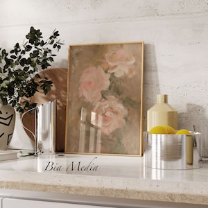 Printable Vintage Muted Rose Painting, Rose Oil Painting, Abstract, Rose Flower, Flower Painting, Vintage Rose Abstract Digital Download #3