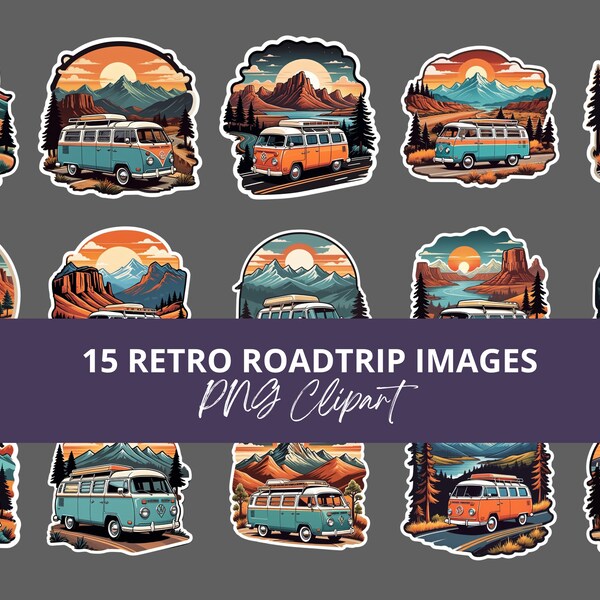 15 Retro Roadtrip PNG Clipart Images / Transparent Background