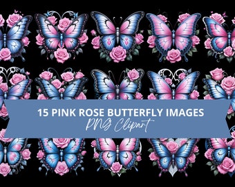 15 Pink Rose and Butterfly Clipart Images - Elegance in Flight