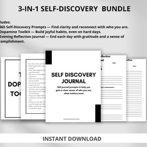 365 Self-Discovery Journal Prompts, 365 daily journal prompts printable, Journal, Personal Growth Journal, Yearly Journal