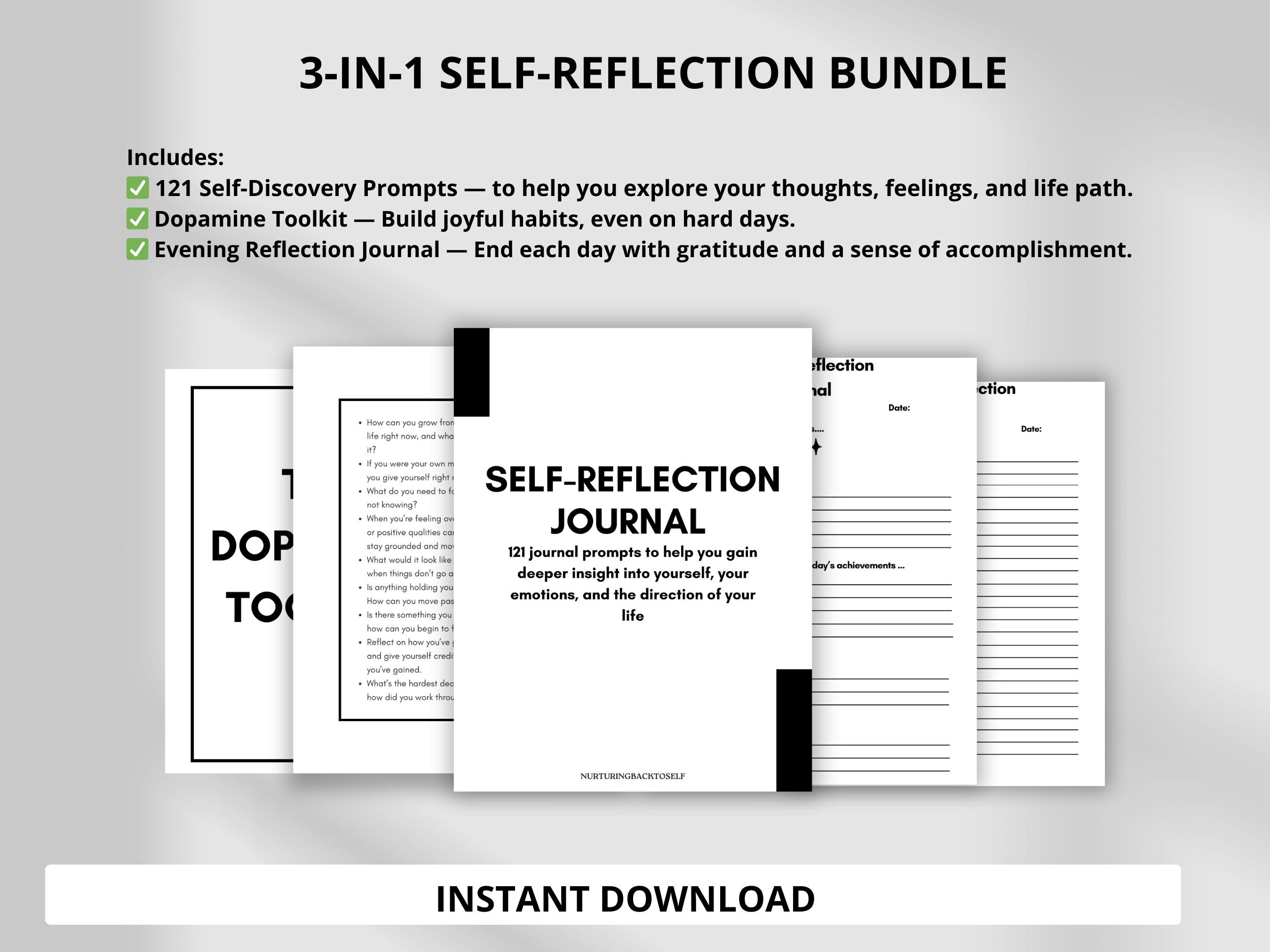 122 Self-Reflection and Personal Growth Journal Prompts, Self-Discovery Journaling Prompts, List of Journal Prompts, Instant Download PDF
