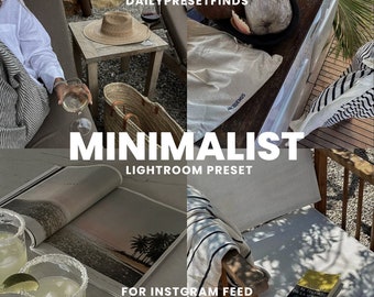 10 presets minimalistas para Lightroom Mobile, tonos de filtro estéticos oscuros para fotos de Instagram, filtro para influencers, presets minimalistas y limpios.