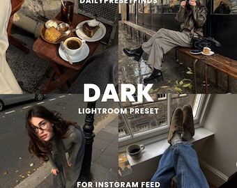 Dark Preset Lightroom Mobile, Noir Dark Filter Photo, Dark Academia Theme, Influencers Instagram Feed Lifestyle, Trendy Blogger Preset Dark