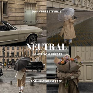 Neutral Presets Lightroom Presets Beige Instagram Filters for Bloggers, Trendy Aesthetic Preset, Photo Editing, Light Cream Lifestyle Preset