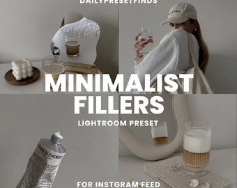 3 Minimalist Fillers Lightroom Presets for Instagram, Luxury Aesthetic Presets, Clean Photo Editing Filter Influencers Lifestyle Bloggers