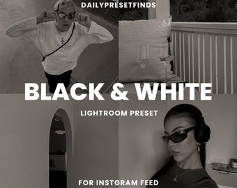 Black and White Lightroom Film Presets, Monochrome Instagram Filters, Timeless Wedding Presets, Portrait Photography Presets, Noir Preset