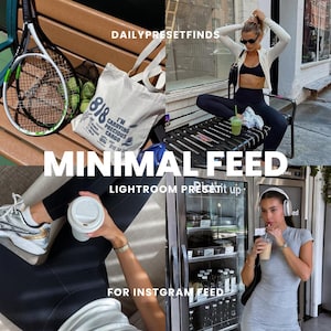 Ajuste preestablecido minimalista para feed de Instagram en Lightroom Mobile, idea de tablero de estado de ánimo minimalista, ajuste preestablecido estético para esa chica, ajuste preestablecido moderno con filtro brillante y aireado.