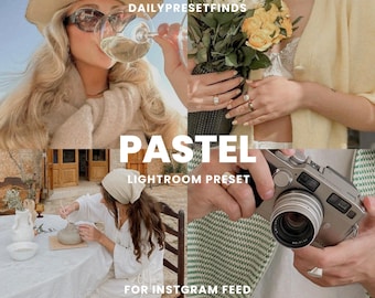 3 presets de Lightroom Mobile en tonos pastel suaves para primavera, presets naturales y brillantes, preset etéreo para edición de fotos de Blogger, filtro estético para Instagram
