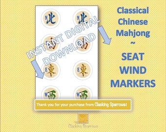 Marqueurs à vent pour siège à imprimer - Mahjong chinois classique