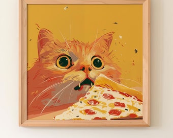 Cat Art Print Cat Art Instant Download Funny Cat Poster Cat Lover Gift Funny Cat Print Instant Gift For Cat Lover Cat Pizza Download Print