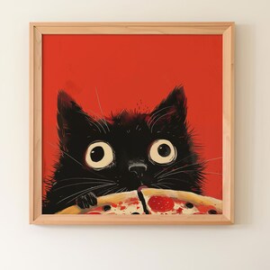 Cat Art Print Cat Art Instant Download Decor Funny Cat Poster Cute Cat Lover Gift Cat Adorable Print Instant Cute Gift Funny Cat Pizza Decor