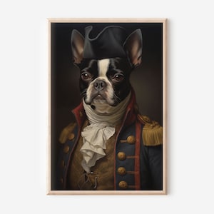 Dog Wall Art Boston Terrier Portrait Instant Download Print Regal Dog Art Gift For Boston Terrier Owner Dog Print Home Decor Funny Dog Art