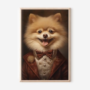 Dog Wall Art Pomeranian Portrait Print Instant Download Art Regal Dog Art Gift For Pomeranian Owner Dog Lover Print Funny Home Decor Art