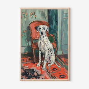Dog Art Print Dalmatian Art Instant Download Regal Dog Poster Dog Lover Gift Adorable Dog Art Instant Gift For Dalmatian Owner Vintage Art