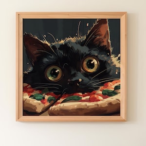 Gato arte impresión gato arte descarga instantánea divertido gato cartel gato amante regalo divertido gato impresión regalo instantáneo para gato amante gato pizza descargar impresión