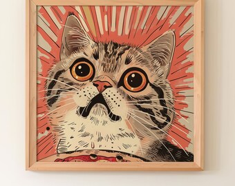 Cat Art Print Cat Art Instant Download Funny Cat Poster Cat Lover Gift Funny Cat Print Instant Gift For Cat Lover Cat Pizza Download Print