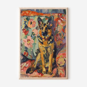 Dog Art Print German Shepherd Art Instant Download GSD Poster Dog Lover Gift Colorful Dog Art Instant Gift For GSD Owner Vintage Art