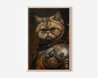 Cat Art Print Cat Art Instant Download Funny Cat Poster Cat Lover Gift Funny Cat Print Instant Gift For Cat Lover Cat Knight Funny Cat Gift