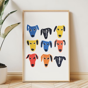 Retro Dogs Wall Art, Abstract Dogs Print, Matisse Bold Line Drawing, Vintage Eclectic Decor, Kids Room Maximalist Kitchen Modern Print