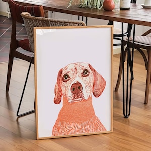 Quirky Beagle Dog Art, Retro Linocut Dog Wall Art,Beagle Artwork,Vintage Poster,Boho Eclectic Minimal Decor,Beagle Owner Mom Gift