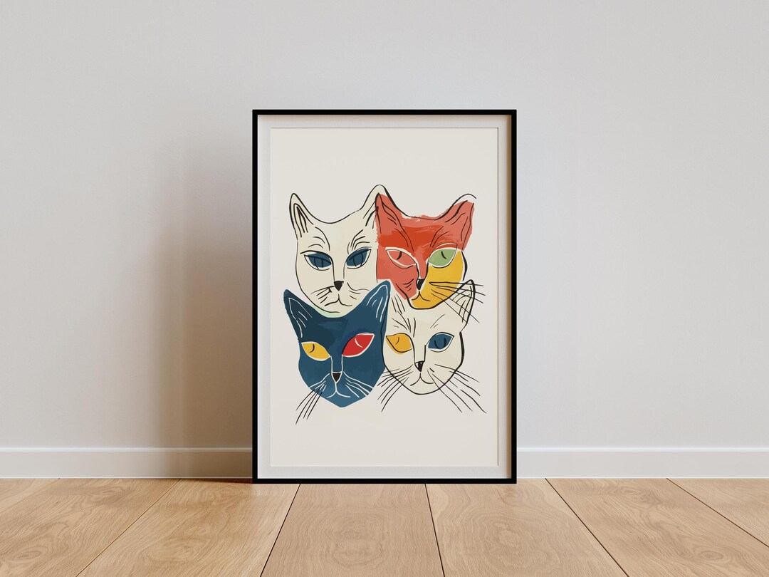 Unique Cat Painting, Matisse Cat Line Art Drawing, Abstract Artwork ...