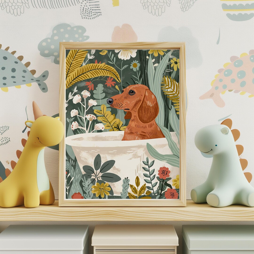 Dachshund Wall Art on Fine Art Paper, Animal Kids Room Print, Boho ...