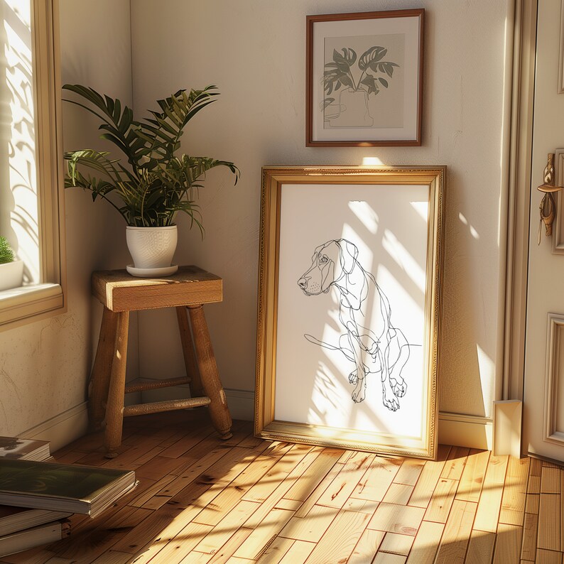 Viszla Wall Art Print, Minimalist Line Drawing Poster, Ugly Cute Bad